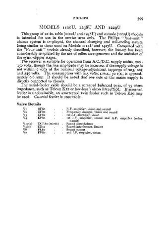 PHILIPS 1229U Vintage TV Service Info  by download #90675