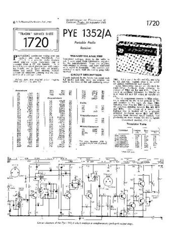 PYE 1352A Vintage Service Information  by download #90789
