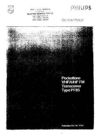 PYE PF85 Equipment Service Information by download #90967