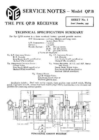 PYE QPB Vintage Service Information  by download #90978