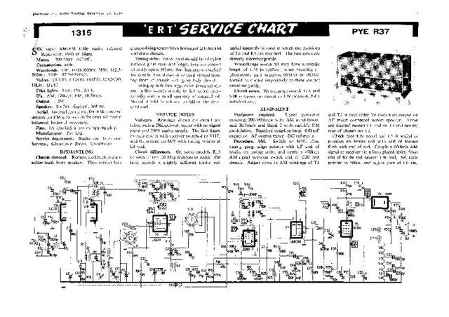 PYE R37 Vintage Service Information by download #90987