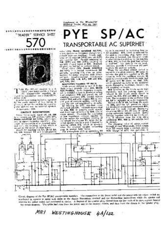 PYE SP_AC Vintage Service Information  by download #90992