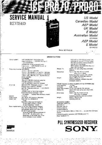 SONY ICFPRO80 Receiver Service Manual by download #91091