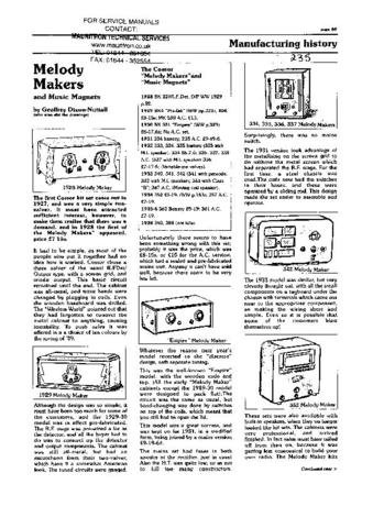 COSSOR 235 Melody Maker Service Information  by download #91307