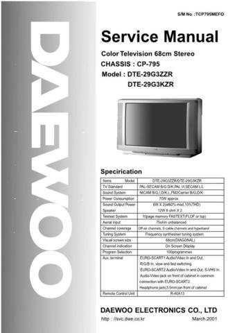 DAEWOO DTE29G3ZZR Service Manual  by download #91340