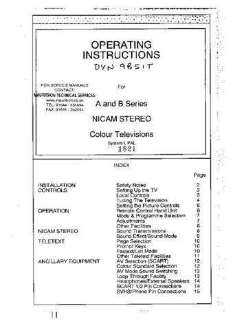 DECCA DYN9B51T  Operating Guide by download #91391
