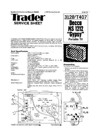 DECCA MS1212 Service Information  by download #91393