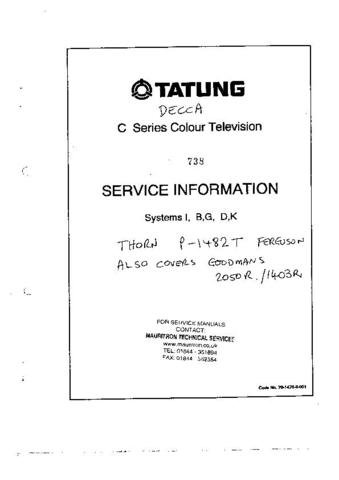 DECCA TU2C52G Service Information  by download #91396