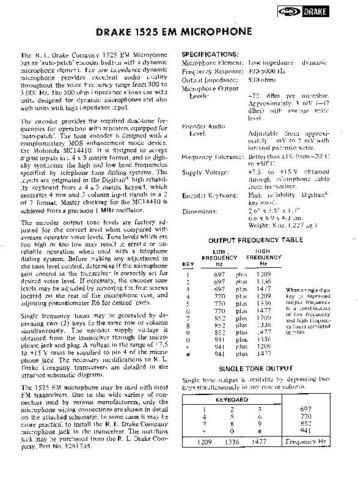 DRAKE MIC1525 Technical Information by download #91418