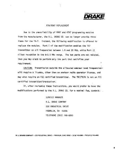 DRAKE RTM Technical Information by download #91465