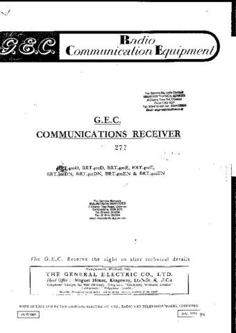 GEC BRT400D Service Information  by download #91576