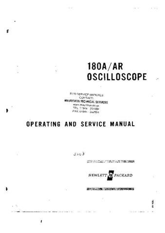 Hewlett Packard 180A Service and Operating by download #91629