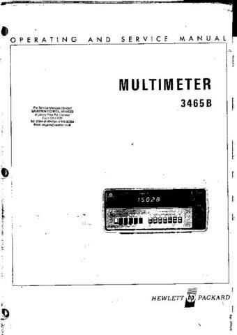 Hewlett Packard 3465B Service and Operating by download #91635