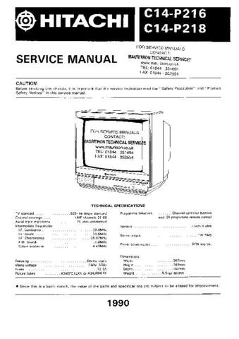 HITACHI C14P216 Service Information  by download #91656