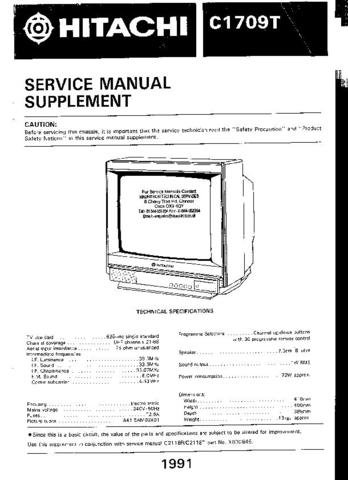 HITACHI C1709T Service Information  by download #91658
