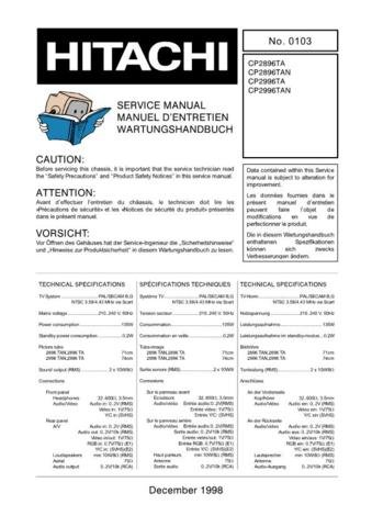HITACHI CP2896TAN Service Information  by download #91694