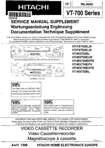 HITACHI VTMX710EVP Service Information  by download #91727