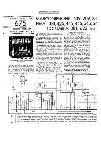MARCONI 209 Vintage Service Information  by download #91775