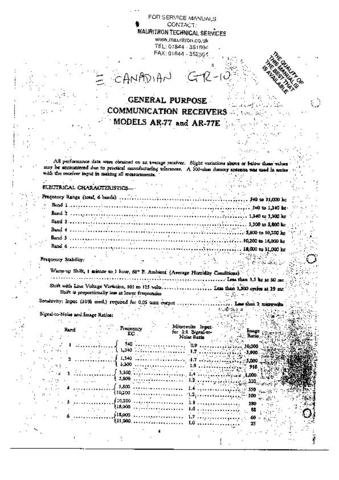 MILITARY AR77E RECEIVER SERVICE MANUAL by download #91887