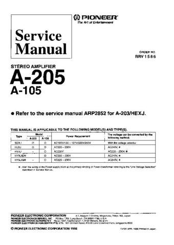 PIONEER A105 Service Manual by download #91965