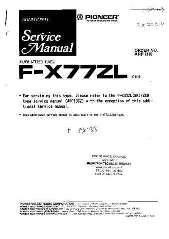 PIONEER FX33ZA Service Manual by download #91991