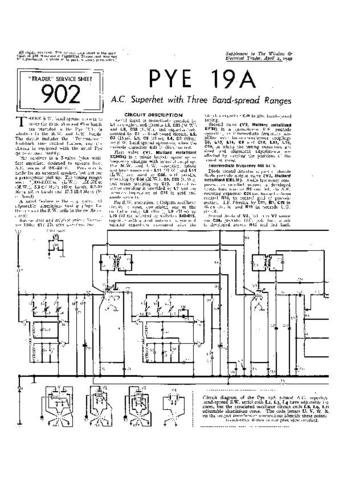 PYE 19A Vintage Service Information  by download #92008