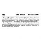 PYE P2000T Vintage Service Information  by download #92042