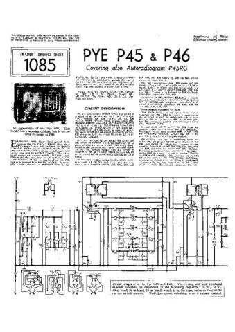 PYE P45 Vintage Service Information  by download #92060