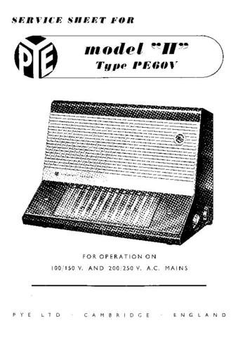 PYE PE60V Vintage Service Information  by download #92086
