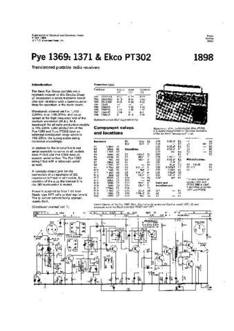 PYE PT302 Vintage Service Information  by download #92100