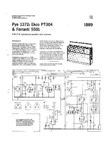PYE PT304 Vintage Service Information  by download #92101