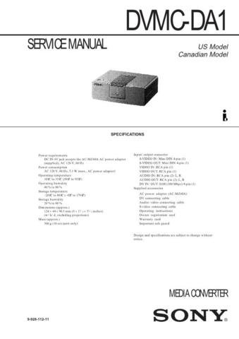 SONY DVMCDA1 Audio Service Manual  by download #92183