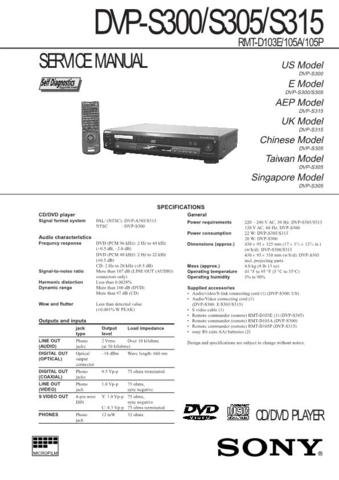 SONY DVPS305 Audio Service Manual  by download #92193