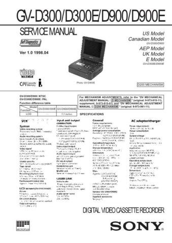 SONY GVD300E Service Manual  by download #92199