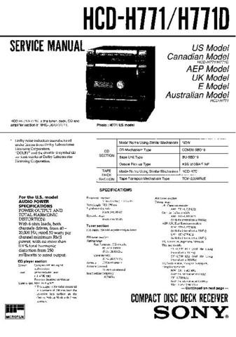 SONY HCDH771 Service Manual  by download #92208