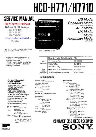 SONY HCDH771D Service Manual  by download #92209