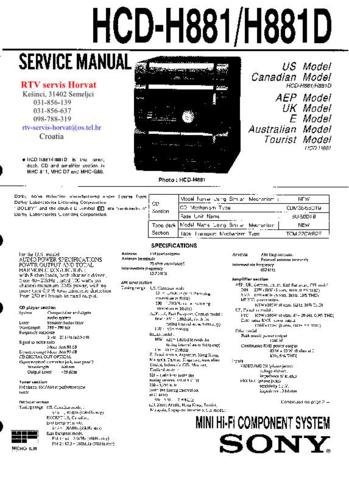 Sony модель hcd h881 принципиальная схема SONY HCDH881D Service Manual by download #92211