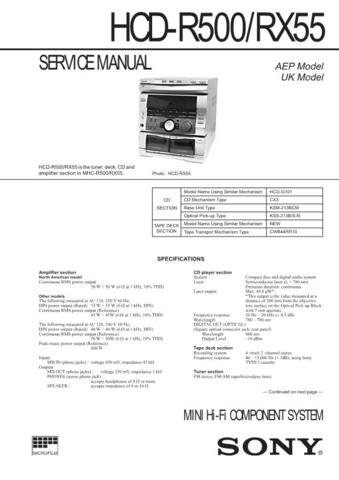 SONY HCDRX55 Audio Service Manual  by download #92215