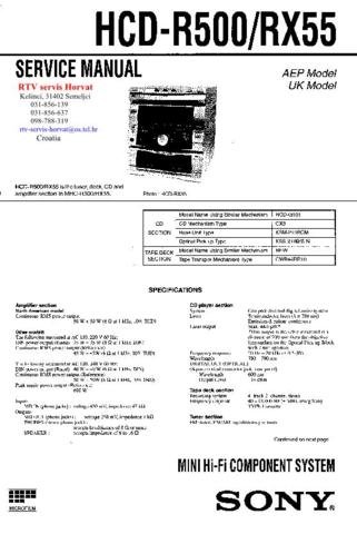 SONY HCDRX55 Service Manual  by download #92216