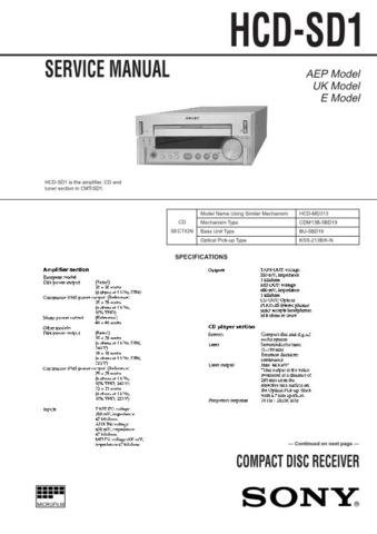 SONY HCDSD1 Audio Service Manual  by download #92222