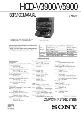 SONY HCDV3900 Audio Service Manual  by download #92223