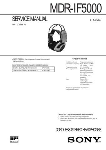 SONY MDRIF5000 Audio Service Manual  by download #92239