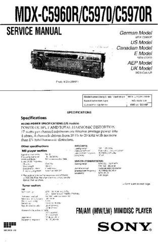 SONY MDXC5970R Service Manual  by download #92247
