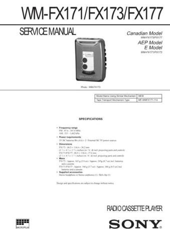 SONY WMFX171 Service Manual  by download #92250
