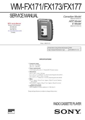 SONY WMFX177 Service Manual  by download #92252