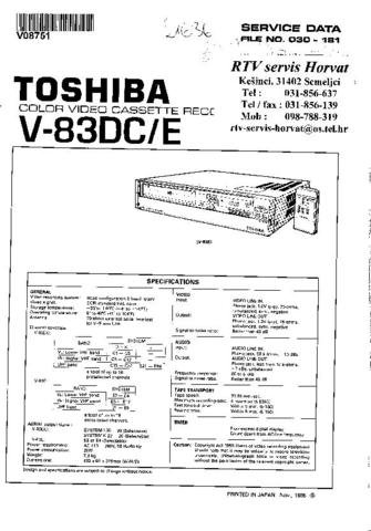 TOSHIBA V83E Service Information by download #92284