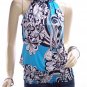 Sky Blue Smocked Standup Collar Top