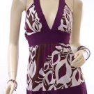 Purple Wide Band Tie Back Empire Waist Halter Top
