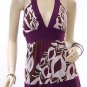Purple Wide Band Tie Back Empire Waist Halter Top