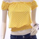 Yellow On/Off Sleeve Smocked Waist Blouse 5132